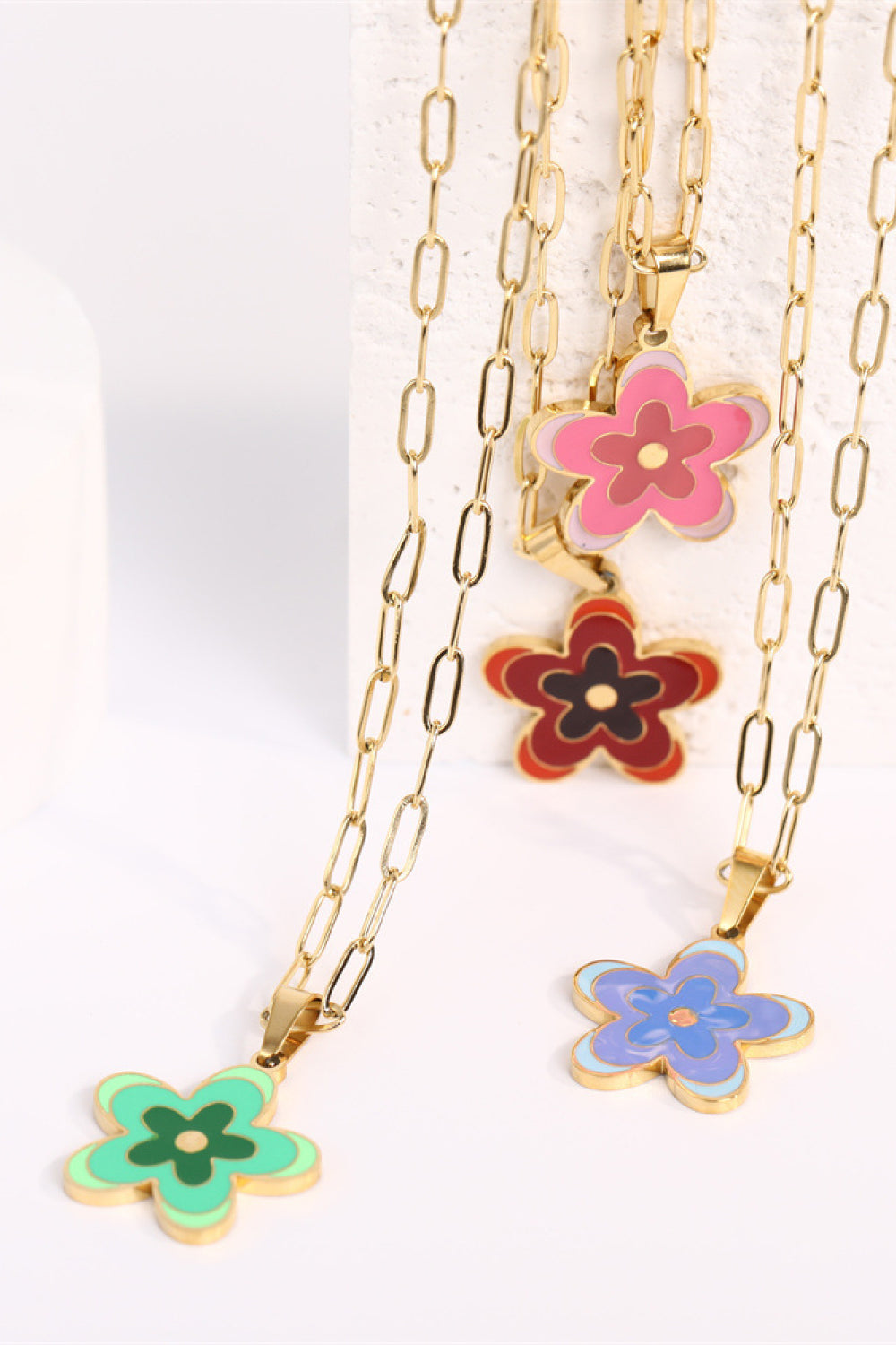 Flower Pendant Stainless Steel Necklace 