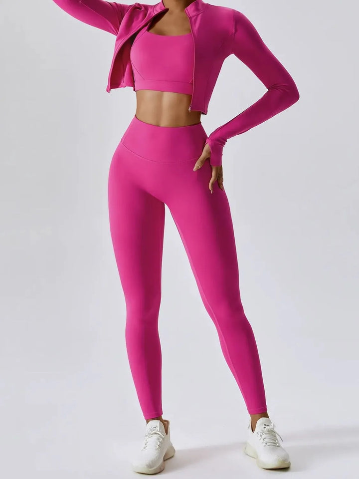 Bra Outerwear and Leggings 3-Piece Active Set Two Piece Dresses