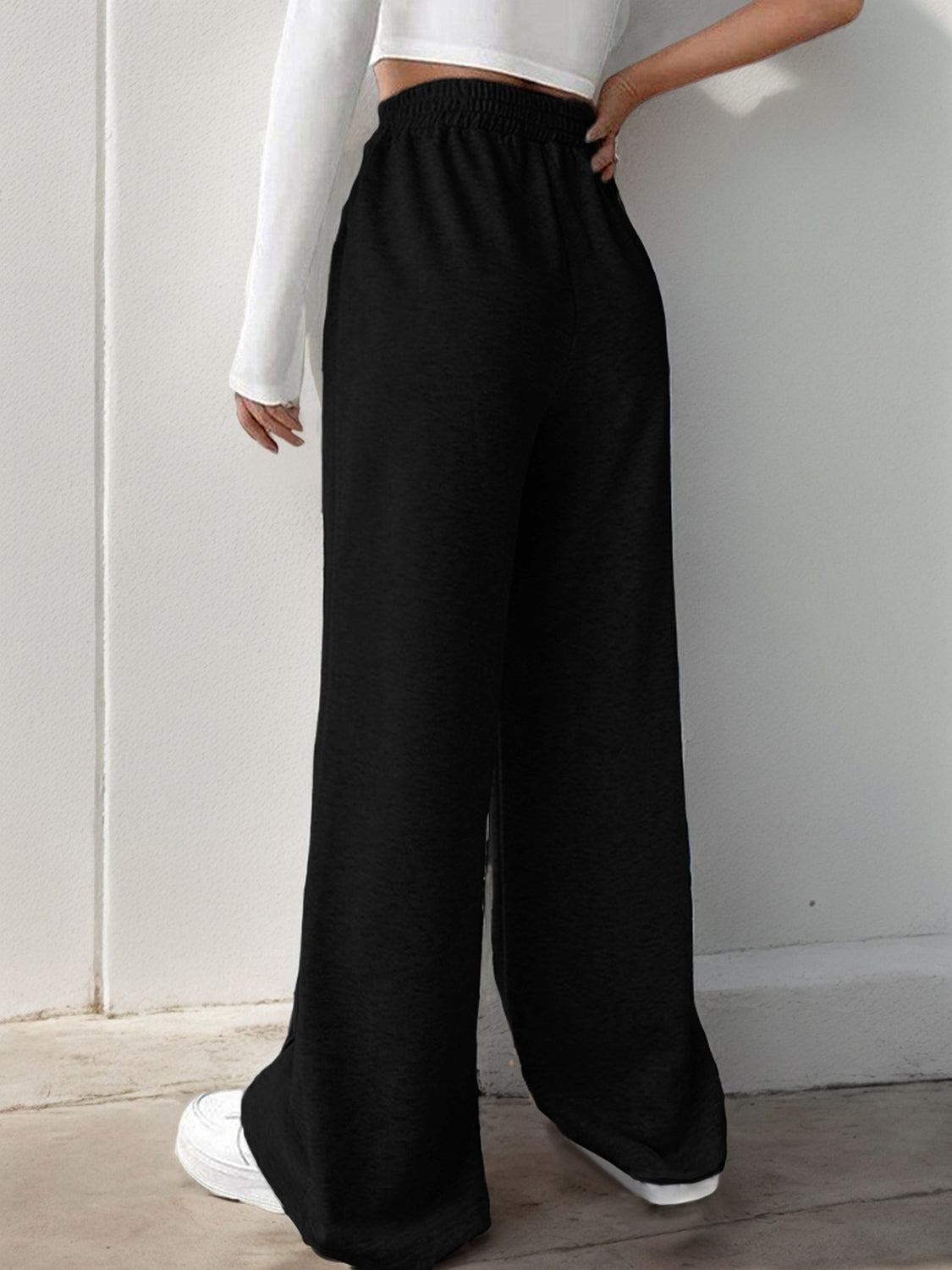 Elastic Waist Wide Leg Pants 