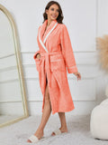 Contrast Trim Tie Waist Lounge Nightgown with Pockets Lingerie & Nightwear