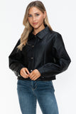 Snobbish Snap Down Long Sleeve PU Leather Jacket 
