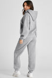 Dropped Shoulder Long Sleeve Hoodie and Pants Active Set 