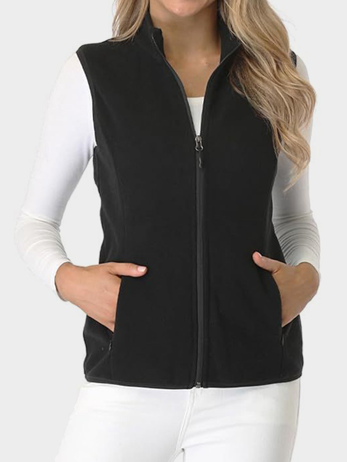 Zip Up Turtleneck Vest with Pockets 