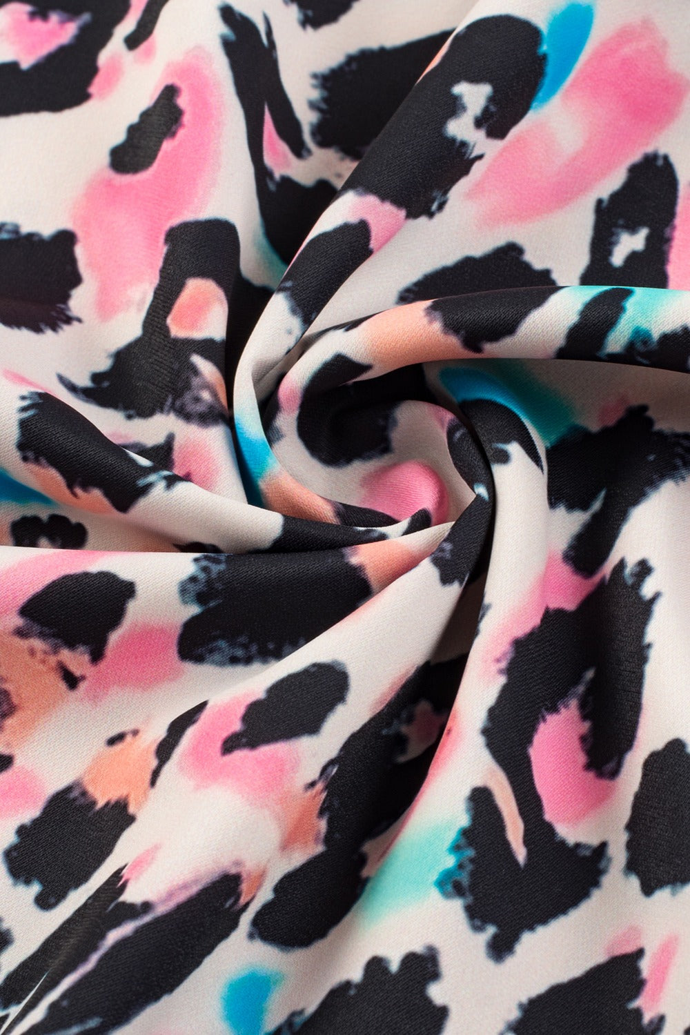 Plus Size Leopard V-Neck Three-Quarter Sleeve Blouse 