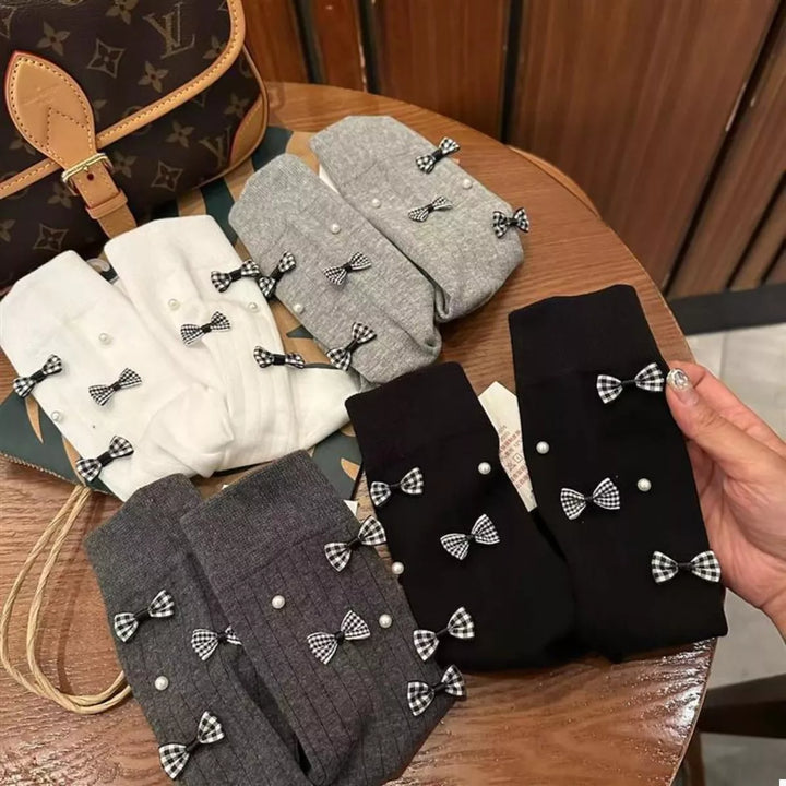 Pearl Detail Bow Crew Socks Lingerie & Nightwear