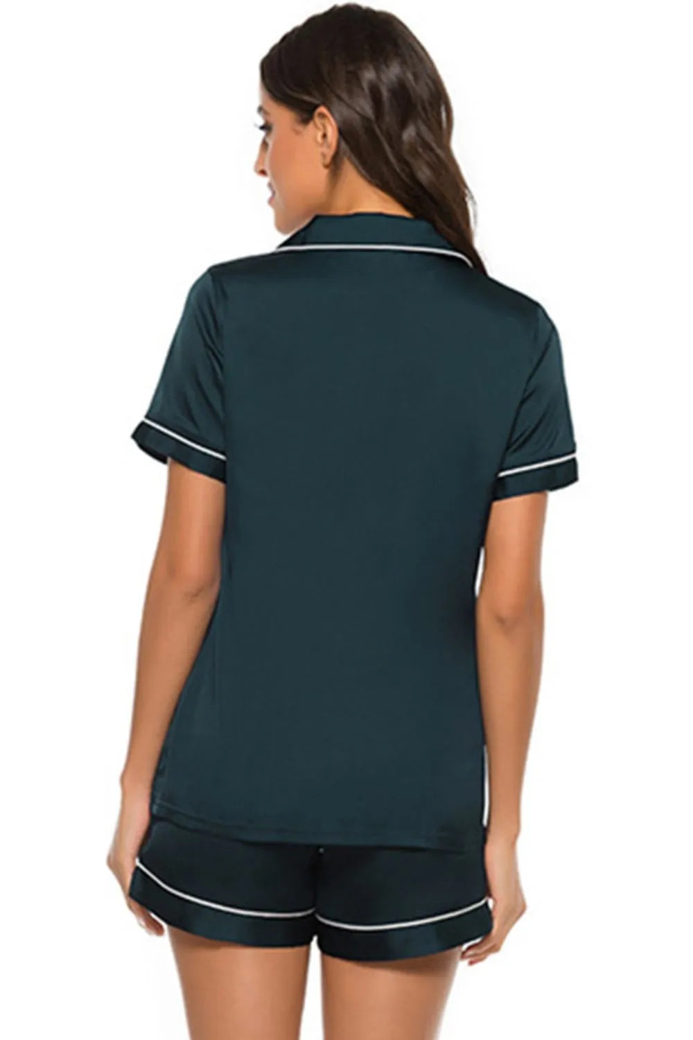 Printed Button Up Short Sleeve Top and Shorts Lounge Set Lingerie & Nightwear