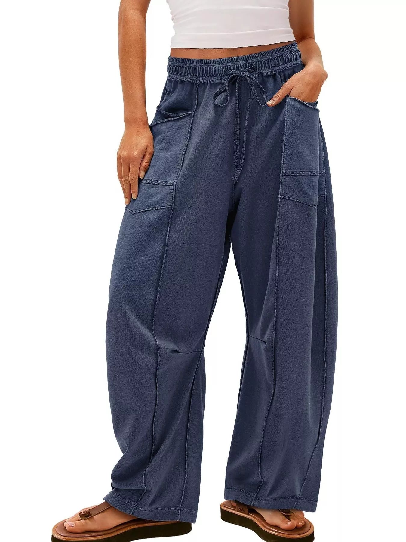 Drawstring Wide Leg Pants 