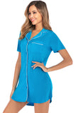 Contrast Piping Pocketed Short Sleeve Lounge Dress 