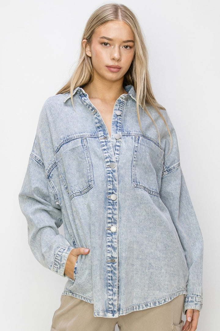 RISEN Button Up Long Sleeve Shacket 
