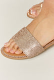WILD DIVA Rhinestone Open Toe Flat Sandals 