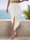 Asymmetric Tassel Wrap Skirt 