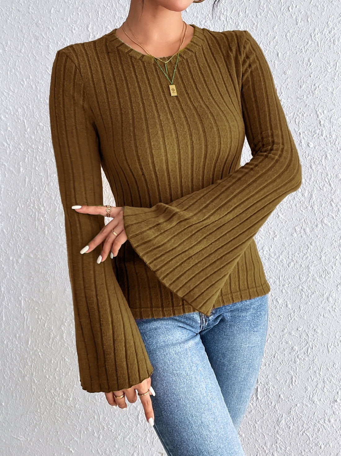 Honey Round Neck Flare Sleeve T-Shirt 
