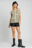Umgee Round Neck Texture Striped Tank 
