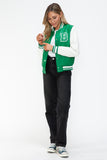 Love Me Now PU Leather Contrast Snap Down Bomber Jacket 