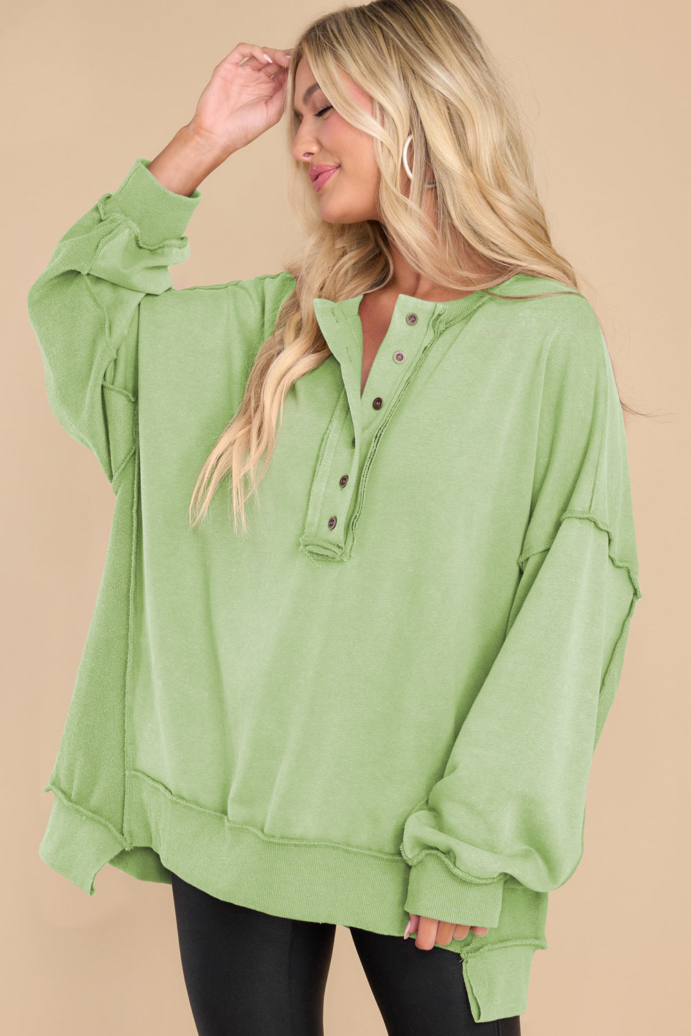 Exposed Seam Long Sleeve Sweatshirt 