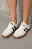 White Striped Lace-up Flat Sneakers Shoes & Bags/Women's Shoes