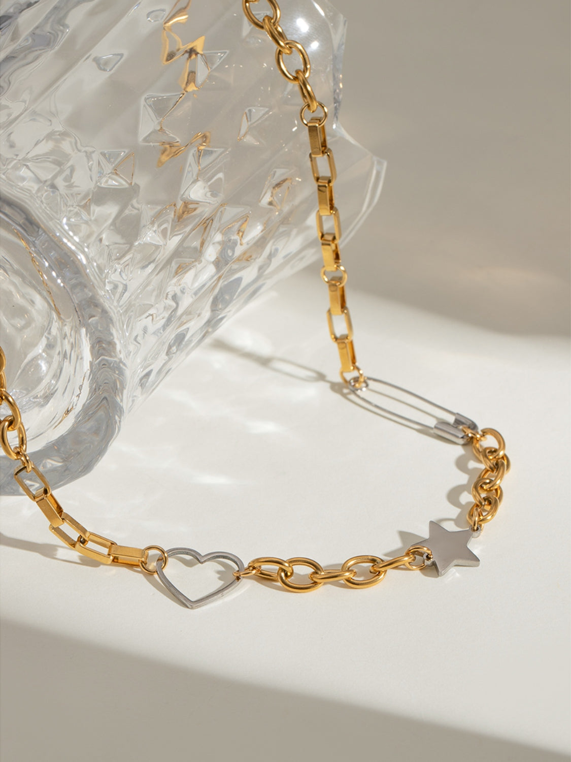 Stainless Steel Star Heart Necklace 