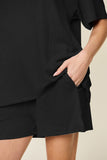 Double Take Basic style Round Neck Solid Set 