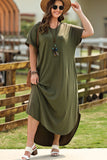 Plus Size V-Neck Short Sleeve Maxi Dress 