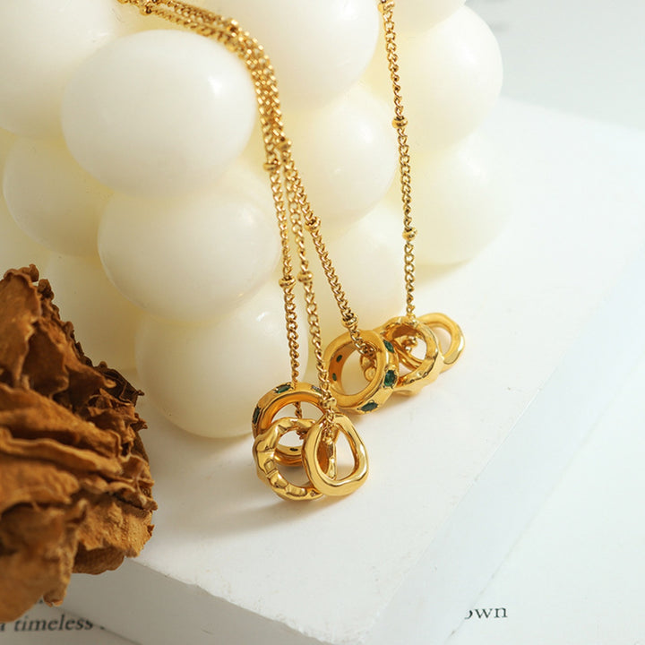 Titanium Steel Inlaid Zircon Pendant Necklace 