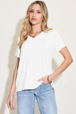 Basic Bae Bamboo Full Size V-Neck High-Low T-Shirt 
