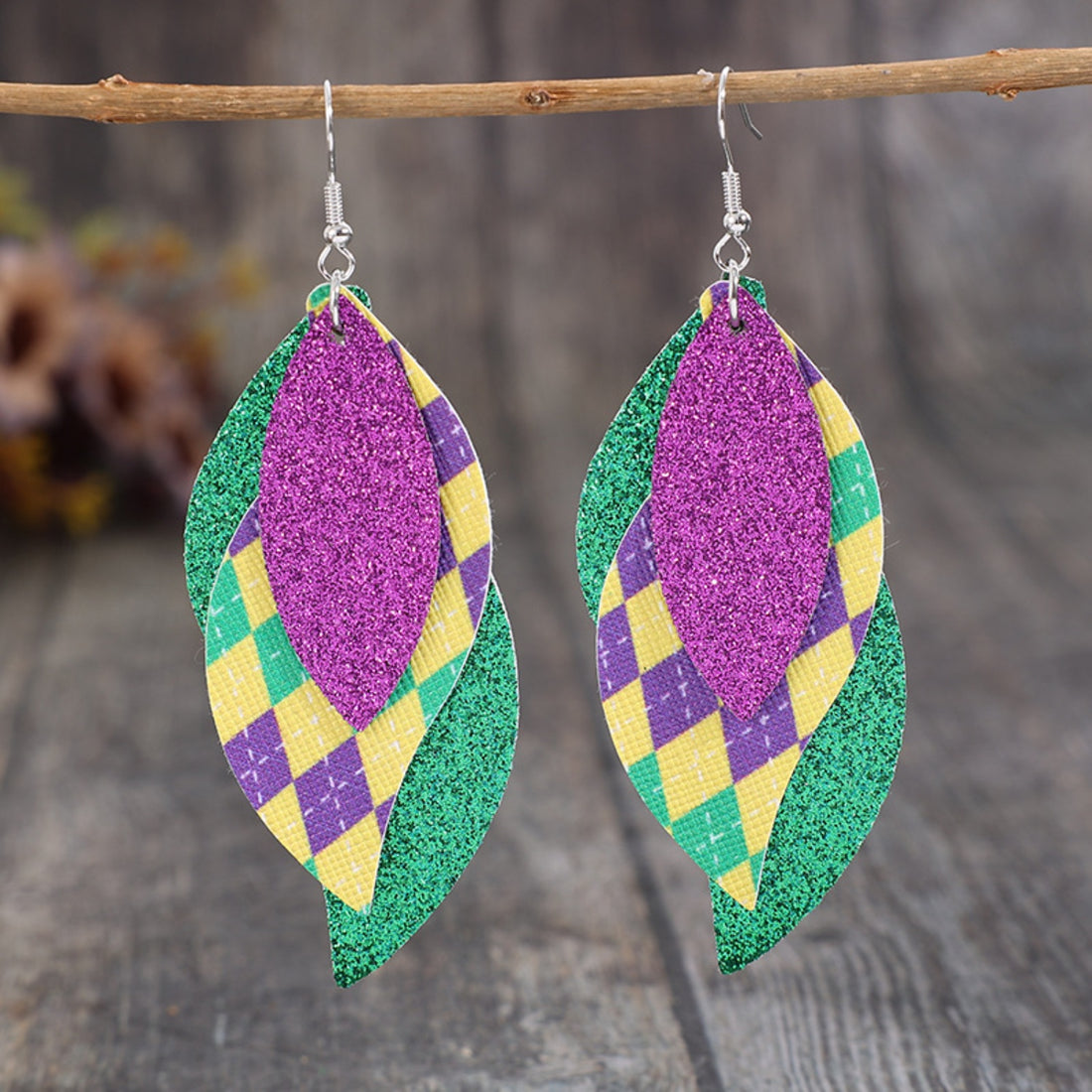 PU Leather Leaf Dangle Earrings 