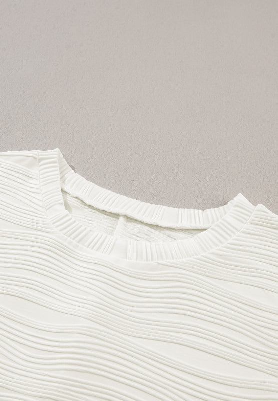 Texture Round Neck Long Sleeve Sweatshirt 