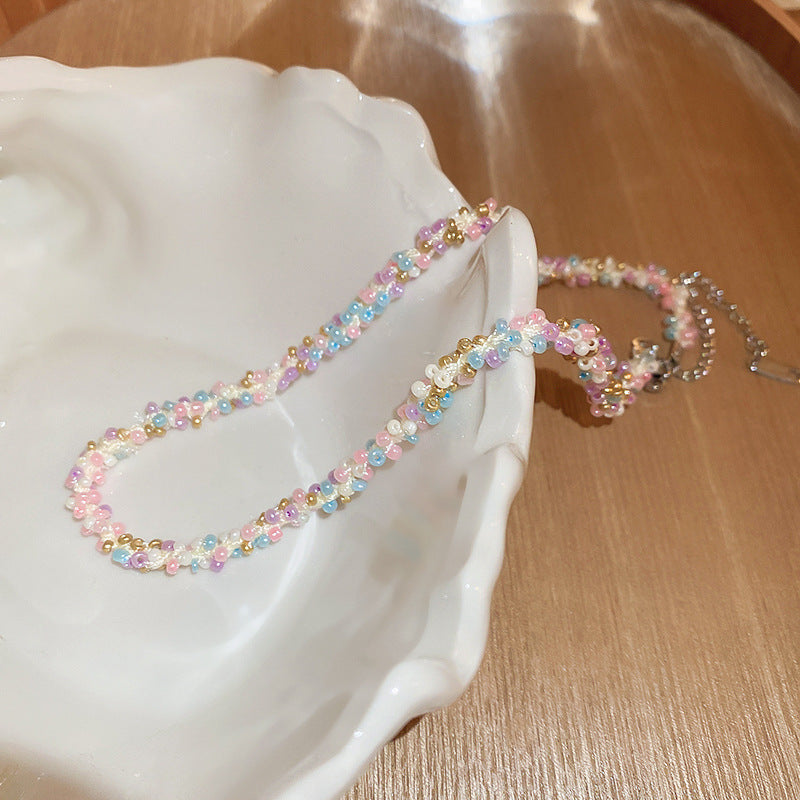 Titanium Steel Rice Bead Necklace 