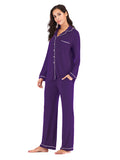 Collared Neck Long Sleeve Loungewear Set with Pockets Lingerie & Nightwear