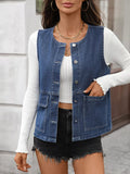 Button Up Denim Vest 