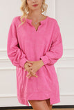 Notched Long Sleeve Oversize Sweatshirt 