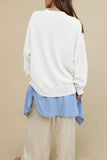 Side Slit Round Neck Long Sleeve Sweatshirt 