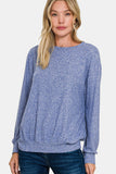 Zenana Full Size Melange Round Neck Top 