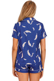 Printed Button Up Short Sleeve Top and Shorts Lounge Set Lingerie & Nightwear