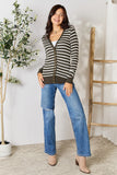 Zenana Full Size Striped Snap Down Cardigan 