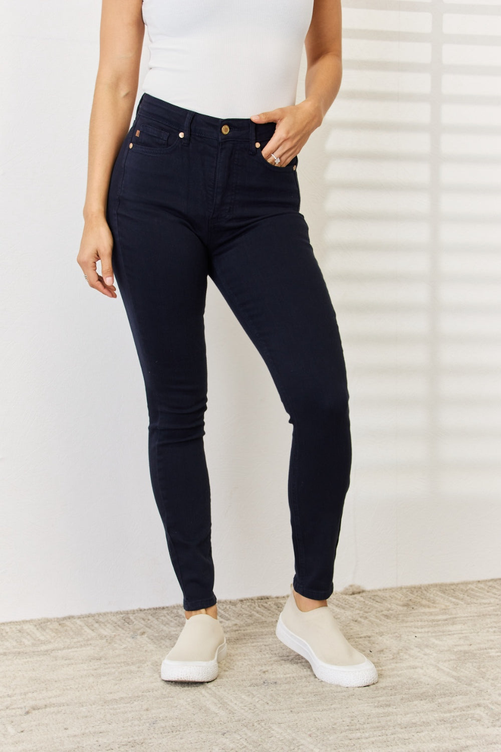 Judy Blue Full Size Garment Dyed Tummy Control Skinny Jeans 