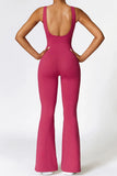 Basic Bae Sleeveless Bootcut Slit Active Jumpsuit 
