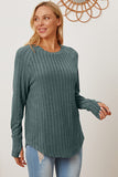 Basic Bae Full Size Ribbed Thumbhole Sleeve T-Shirt 