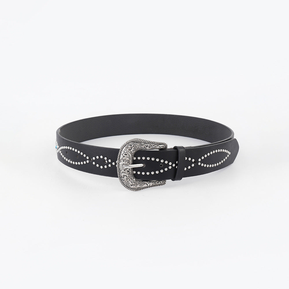 PU Leather Rhinestone Belt 