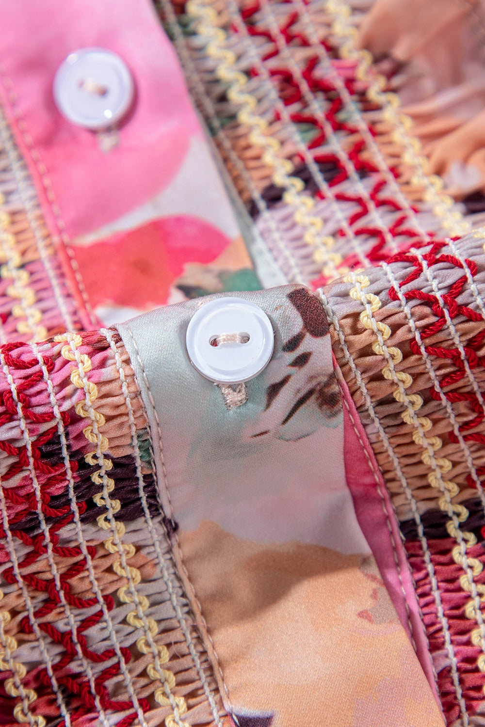 Frill Floral Button Down Long Sleeve Shirt 