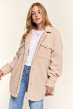 And The Why Teddy Sherpa Button Down Curved Hem Shacket 