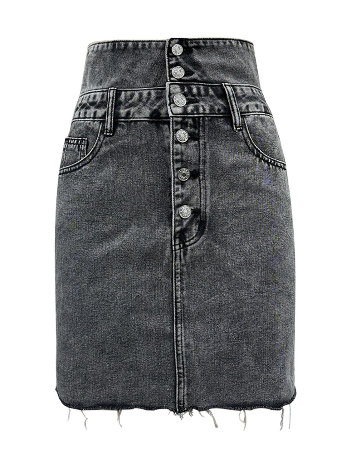 Raw Hem High Waist Denim Skirt skirt
