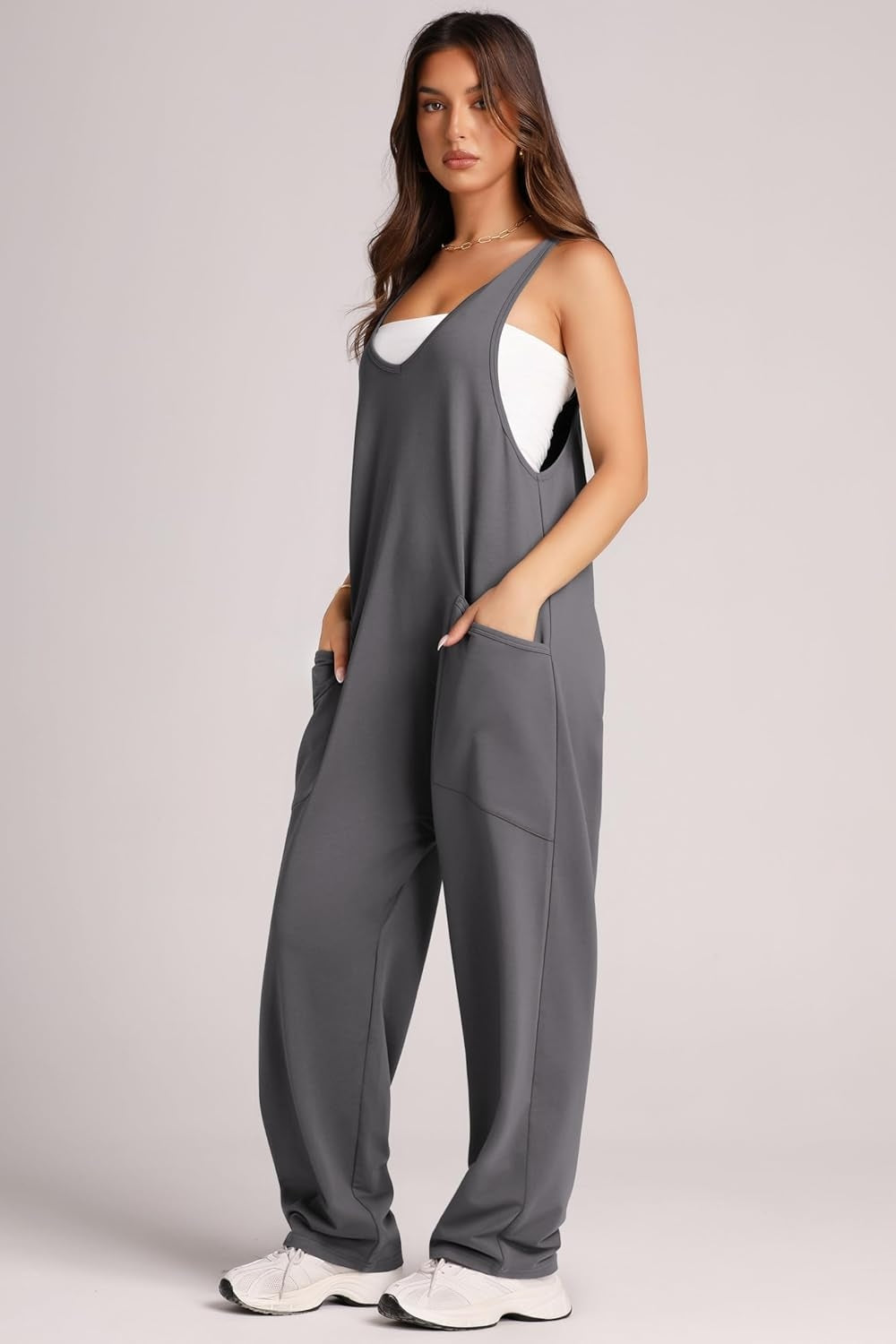 Lovelet Wide Strap Jumpsuit with Pockets 