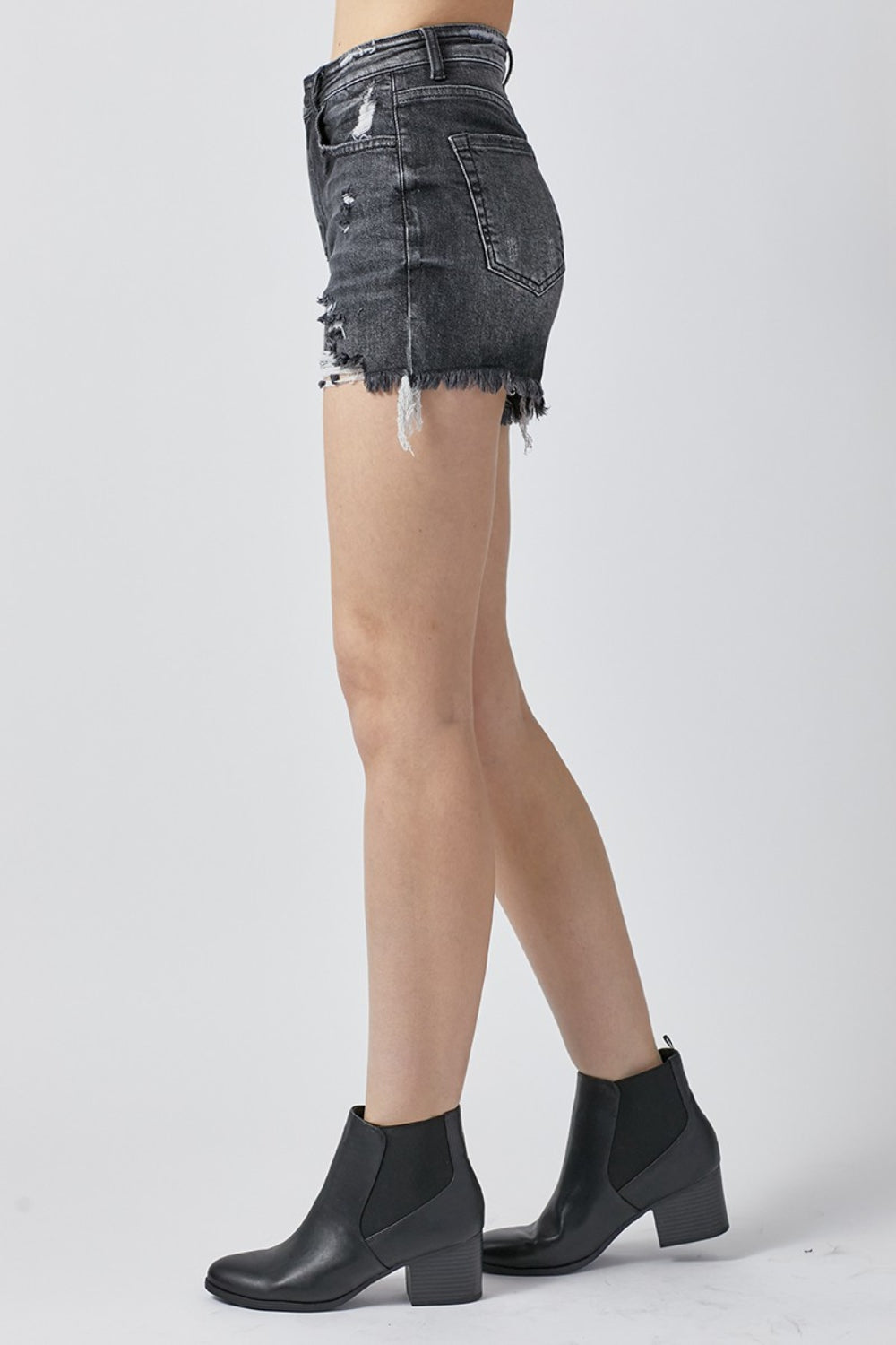 RISEN Full Size High Rise Distressed Denim Shorts 