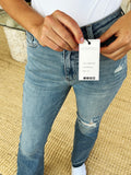 Judy Blue Full Size Mid Rise Destroyed Hem Distressed Jeans 