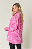 Double Take Full Size Printed Smocked Long Sleeve Blouse 