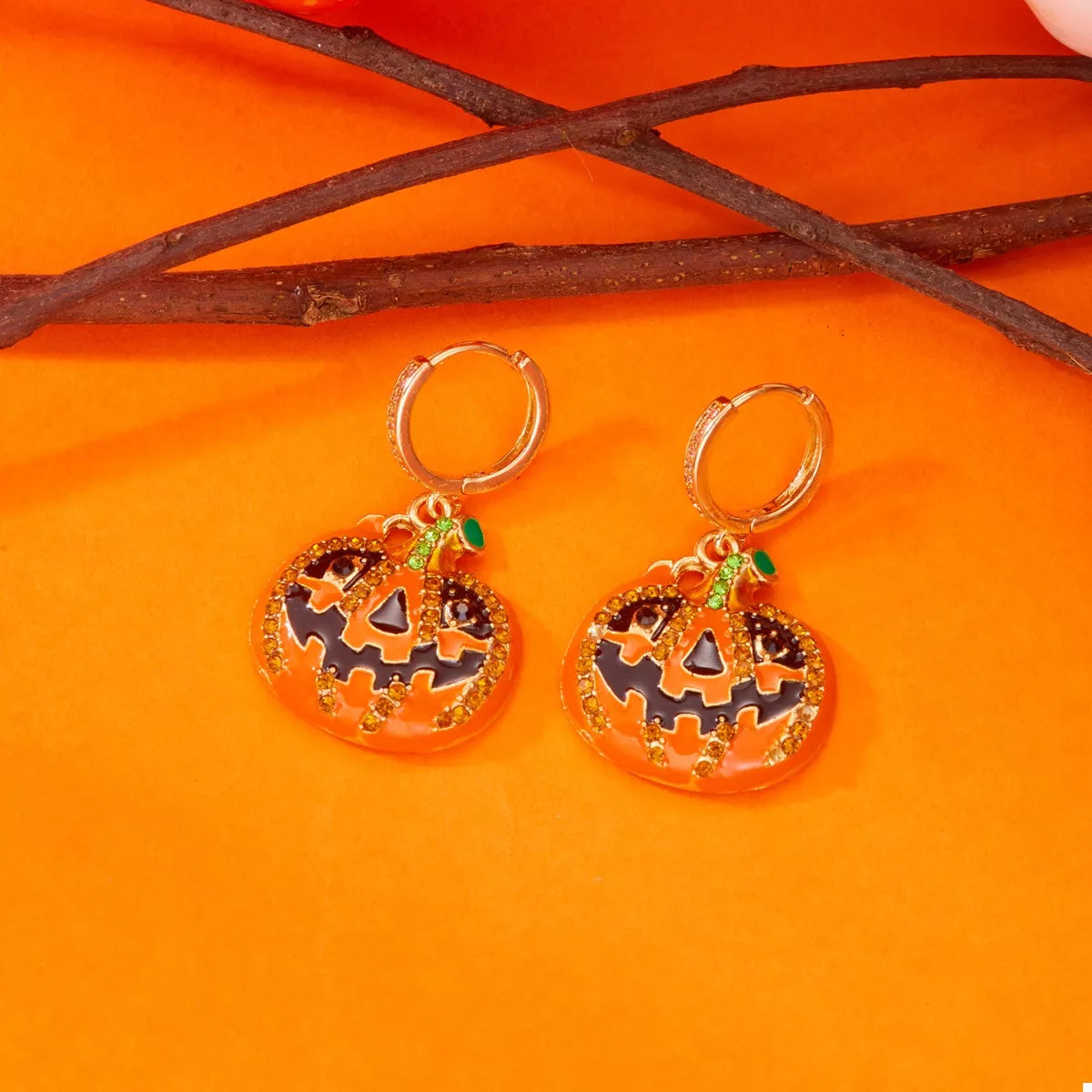Halloween Pumpkin Drop Earrings 