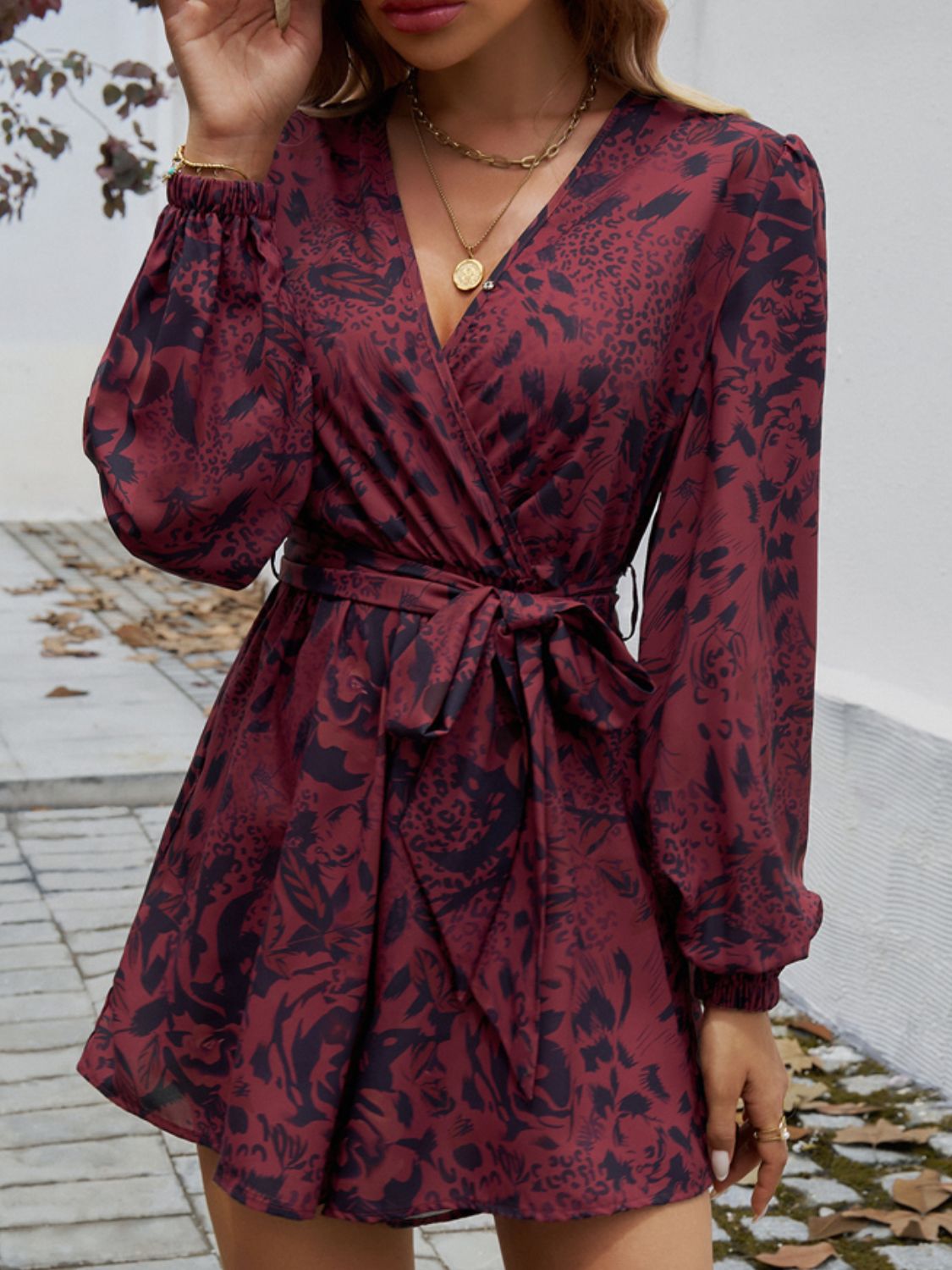 Devine Tied Surplice Long Sleeve Romper 