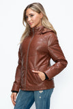 How Dare U Pocketed Zip Up Puffer Jacket with Removable Hood 