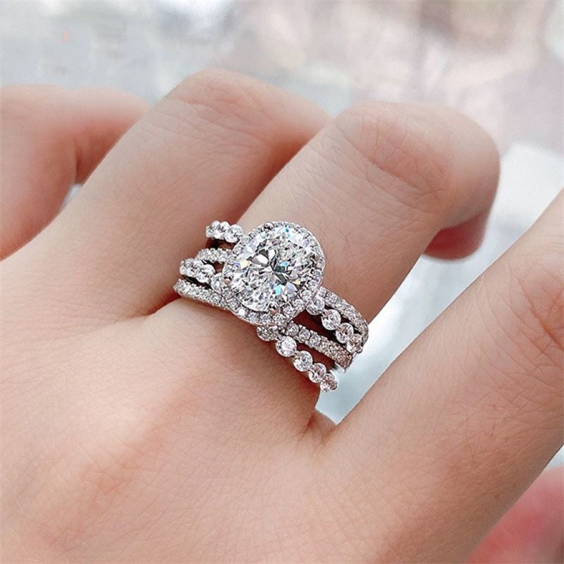 3 Carat Moissanite 925 Sterling Silver Layered Ring 